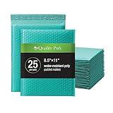 Quality Park Bubble Mailers, 8.5 x 11 Shipping Envelopes, Water Resistant Teal Poly Padded Envelopes, Redi-Strip Peel Off Closure, 25/Box (QUA85860)