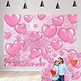 Pink Heart Backdrop Early 2000s Valentines Day Pink Love Glitter Romantic Photography Background Girl Baby Shower Birthday Party Decorations 7x5FT