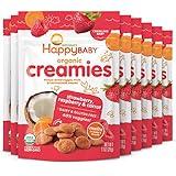 Happy Creamies Family Baby Organic Creamies Freeze-Dried Veggie & Fruit Snacks with Coconut Milk Strawberry Raspberry & Carrot, 1 Ounce (Pack of 8)