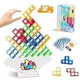 CrazySun 32 PCS Tower Stacking Game - Stack Attack Game for Adults & Kids, Balance Building Blocks, 2 Players Board Game for Family, Party, Friends