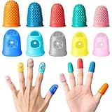 Zonon 20 Pieces Rubber Finger Tips Guard 5 Sizes Silicone Thimble Finger Pads Grips Assorted Colors Finger Protector Covers for Sorting Task Embroidery Paperwork Carving, XS/S/M/L/XL (Blue)