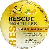 Bach RESCUE PASTILLES, Orange and Elderflower Flavor, Natural Stress Relief Lozenges, Homeopathic Flower Essence, Vegetarian, Gluten & Sugar-Free, Holiday Stocking Stuffer, 35 Count