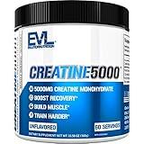 Evlution Pure Creatine Monohydrate Powder 5000mg Nutrition Pre and Post Workout Recovery Drink Mix Creatine Powder for Enhanced Muscle Mass Athletic Performance and Muscle Recovery - Unflavored