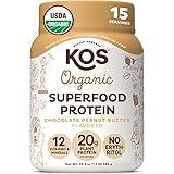 KOS Organic Plant Based Protein Powder, Chocolate Peanut Butter - Delicious Vegan Protein Powder - Keto Friendly, Gluten Free, Dairy Free & Soy Free - 15 Servings