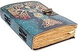 SH SHIFAA HANDICRAFT Blank Spell Book Of Shadows Journal With Lock Clasp Prop Vintage Handmade Leather Diary Embossed Prayer Pagan Antique Witchcraft Supplies Wiccan Notebook Daily (8x6)