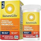 Renew Life Everyday Probiotic Capsules, Daily Supplement Supports Urinary, Digestive and Immune Health, L. Rhamnosus GG, Dairy, Soy and gluten-free, 15 Billion CFU, 60 Count