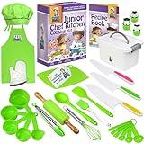 KEFF 30 Pcs Kids Kitchen Set for Cooking & Baking - Kids Knife Set for Real Cooking, Montessori Kitchen Tools for Toddlers - Real Utensils w/ Kids Cutting Board and Knife Set for Boys, Girls, BPA-Free