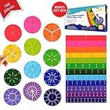 166 PCS Magnetic Fraction Tiles & Fraction Circles with Percentages - Math Manipulatives for Elementary School, Fraction & Percent Strips & Bars, Fraction Manipulatives Class Set, Homeschool Supplies