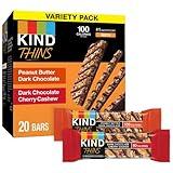 KIND Thins Variety Pack, Peanut Butter Dark Chocolate, Dark Chocolate Cherry Cashew, Healthy Snacks, Low Calorie, 20 Count