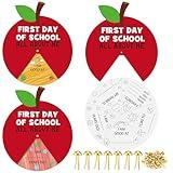 Dispowreath 24 Sets Color Your Own Back to School Craft Wheel, First Day of School All About Me Apple Craft Activity Kit for School Home Classroom Supplies