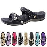 Gold Pigeon Shoes SIGNATURE Women Slide Sandals for Women Comfort Cushion Adjutable Straps: 6875 Black, Size 7-7.5 (6875-blk-38)