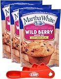 Martha White Wildberry Muffin Mix, 7 oz (Pack of 3) with By The Cup Swivel Spoons