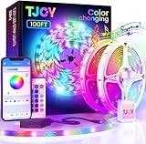 TJOY 100ft Led Lights for Bedroom, Music Sync RGB LED Strip Lights, Bluetooth Led Light Strip with APP and Remote Control, Color Changing Rope Lights, LED Tape Light for Teen, Room Decor/50ft *2