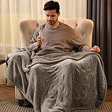 Bearhug Electric Throw Blanket 50" x 60", Reversible Velvet & Sherpa Heated Throw, 6 Heating Levels & 4H Auto Off, Over-Heat Protect, ETL Certification, Machine Washable