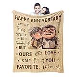 Wedding Anniversary Blanket Gifts for Him Her Wife Husband Men Women, Best Romantic Anniversary Marriage Gift for Couple Mom Parents, Happy Anniversary for Girlfriend Boyfriend Gifts Blanket 60"X 50"