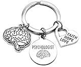 Psychologist Keychain, Child Psychologist Keychain, Psychology, Psych Student Gift, Human Brain Keychain, Faith Hope Love Keychain, Doctor Gift, Neurologist Gift, Psychologist Key Ring