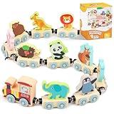 AMOR PRESENT 11PCS Magnetic Wooden Animals Train Set, Montessori Toys for Toddlers Toys for Preschool Learning Activities Birthday Kids Boys Girls