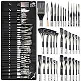 Nicpro 36pcs Paint Brush Set, Professional Paintbrushes with Palette Knife and Cloth Roll, Suitable for Artists and Beginners for Acrylic Painting, Oil, Watercolor, Gouache