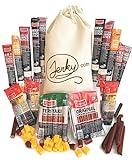 Jerky Gift Basket for Men - 26pc Jerky Variety Pack of Beef, Pork, Turkey, & Ham Snack Sticks - High Protein Healthy Snack - Unique Gift for Men