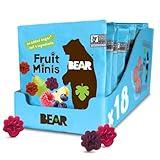 BEAR Real Fruit Snack Minis, Raspberry/Blueberry, No added Sugar, All Natural, Bite Sized Snacks for Kids, Non GMO, Gluten Free, Vegan, 0.7 Oz (Pack of 18)