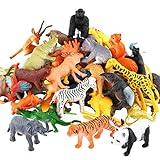 Animals Figure,54 Piece Mini Jungle Toys Set,ValeforToy Realistic Wild Vinyl Plastic Animal Learning Party Favors for Boys Girls Kids Toddlers Forest Small Playset Cupcake Topper