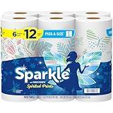 Sparkle Pick-A-Size Paper Towels, Spirited Prints, 6 Double Rolls = 12 Regular Rolls, Everyday Value Paper Towel With Full And Half Sheets