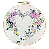 Maydear Embroidery Kit for Beginners Adults with Flower Pattern, Cross Stitch Kits, French Stamped Embroidery Starter Kit Including Embroidery Hoop Color Threads and Embroidery Scissors