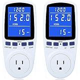 2 Pack Upgraded Watt Meter Power Meter Plug Home Electricity Usage Monitor, Electrical Usage Monitor Consumption, Energy Voltage Amps Kill Meter Tester with Backlight, 7 Modes Display