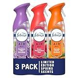 Febreze Air Mist Odor-Fighting Air Freshener Mixed Scent, Southern Lilac Mornings, Georgia Peach Orchard, Sweet Watermelon Vine, 8.8 oz. Aerosol Can, Pack of 3