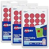 Avery Round Color Coding Labels, Removable Adhesive, Red, 0.75", 3 Pack, 3,024 Labels Total (32136)