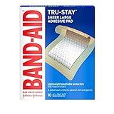 Band-Aid Brand Tru-Stay Adhesive Pads, Large Sterile Bandages for Wound Care, Large Size, 10 ct