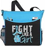 Fight Like a Girl Knockout Dakota 5-Pocket Tote Bag for Prostate Cancer, Thyroid Disease Awareness - Light Blue