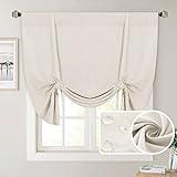 H.VERSAILTEX Linen Textured Tie Up Curtains for Windows Light Reducing Curtains Waterproof Balloon Curtains Soft Thick Rich Material, Rod Pocket 1 Pack, 42 inches W x 45 inches L,Heather Ivory