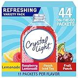 Crystal Light Lemonade, Raspberry Lemonade, Peach iced Tea, & Fruit Punch Powdered Drink Mix Singles Variety Pack (44 ct. On-the-Go Individual Packets)