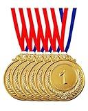 Jauisus 6 Pcs Gold Medals for Awards for Kids and Adults, 1st Place Metal Award Medals Olympic Style Winner Awards for Sports, Party, Tournaments, Prizes, Competitions, 2 Inches