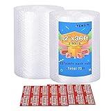 Yens Nylon Bubble Cushioning Rolls 72 ft 12 Inch width Packing Materials 3/16" AIR Bubble Perforated every 12" wrap 20 bonus Fragile Stickers