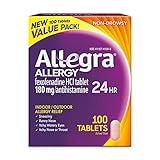 Allegra 24HR Adult Non-Drowsy Antihistamine Tablets, 100-Count, 24-Hour Allergy Relief, 180 mg