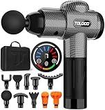 TOLOCO Massage Gun, Deep Tissue Back Massager for Athletes with 10 Massage Heads, Electric Muscle Percussion Massager for Any Pain Relief, FSA and HSA Eligible, Carbon