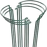 HiGift Plant Support Stakes, 6 Pack Metal Peony Cages and Supports, Garden Stakes Plant Support Cage, Large Plant Support Ring for Outdoor Indoor Plant Peony Tomato Rose Flowers Vine (10" W x 15.8" H)