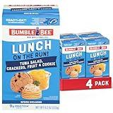 Bumble Bee Lunch On The Run Tuna Salad with Crackers Kit, 8.2 oz (Pack of 4) - Ready to Eat, Includes Crackers, Cookie & Peaches - Wild Caught Tuna - Shelf Stable & Convenient Source of Protein