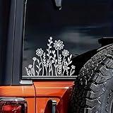 Generic Wildflowers Boho Fun Reflective Car Vinyl Sticker, Plant Lover Gift Idea, Bumper Sticker, Car Sticker, Decorative Car Window Decal 6 inch (White)