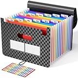 ABC life Accordian File Organizer 12 Pockets,Expanding File Folder/Portable A4 Letter Size Filling Box, Expandable Desktop Accordion Folder, Plastic Paper Document Coupon Organizer with Colored Labels