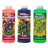 General Hydroponics FloraSeries Hydroponic Nutrient Fertilizer System Trial Pack with FloraMicro, FloraBloom and FloraGro, 1 qt.