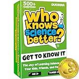 QUOKKA Who Knows Science Better - Learning Family Trivia Games for Kids Ages 5-7 - 500 Educational Questions | Set Up in 1 Min | 2+ Players - Science Learning Games - Learning Games for Kids Ages 8-12