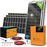 ECO-WORTHY 4.8KWH Solar Power Complete Kit 1200W 24V with Lithium Battery and Inverter for Home: 6pcs 195W Bifacial Solar Panel + 1pc 25.6V 100Ah Li-Battery + 3000W MPPT Hybrid Charger Inverter