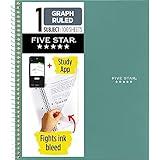 Five Star Spiral Notebook + Study App, 1 Subject, Graph Ruled Paper, Fights Ink Bleed, Water Resistant Cover, 8-1/2" x 11", 100 Sheets, Seaglass Green (620000CH1)