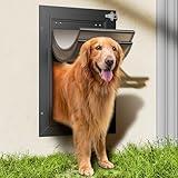 Dog Door for Wall, Large Doggy Door, All Aluminum Frame and Double Flaps, Easy to Install, Strong and Durable(Pets Up to 110 Lb), Extra Wide Telescoping Tunnel for Interior & Exterior Walls-Black