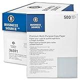 Business Source Premium Multipurpose Copy Paper - Letter - 8.50quot; x 11quot; - 20 lb - 92 Brightness - 5000 / Carton - White