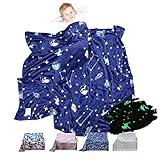 Bood Glow in The Dark Blanket, Navy Space Blanket for Boys, Christmas Personalized Gifts for Kids,Boys Blankets and Space Fleece Blanket Throws,Soft Plush Throw Blankets for Boy