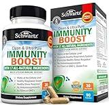 Immune Support Supplement with Vitamin C 1000mg Zinc Elderberry Extract Ginger Root Beta Carotenes, Immunity Boost for Adults, Natural Immune Defense Antioxidant Vitamins by BioSchwartz, 90 Capsules